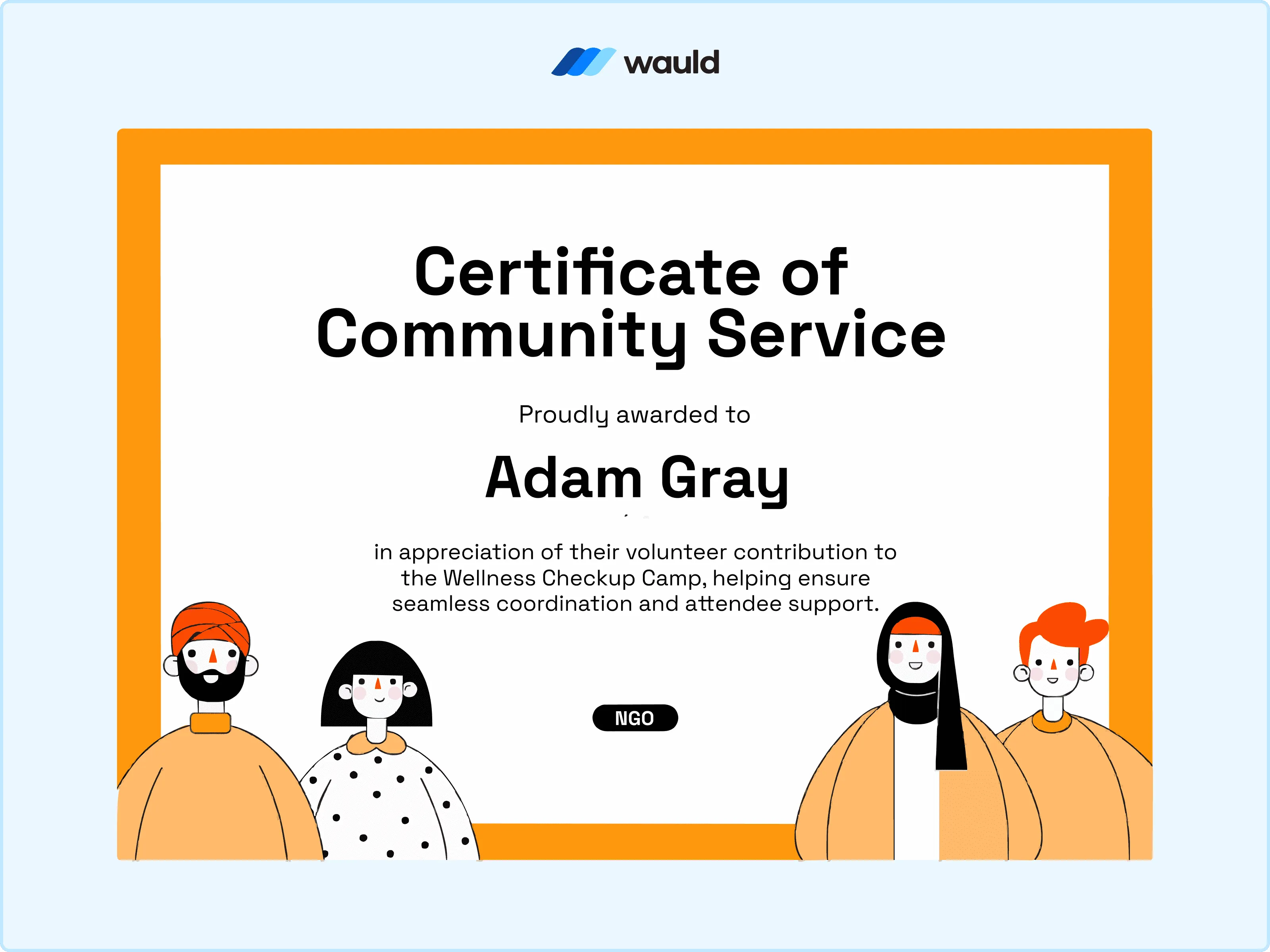 NGO & Volunteer Thank You Certificate