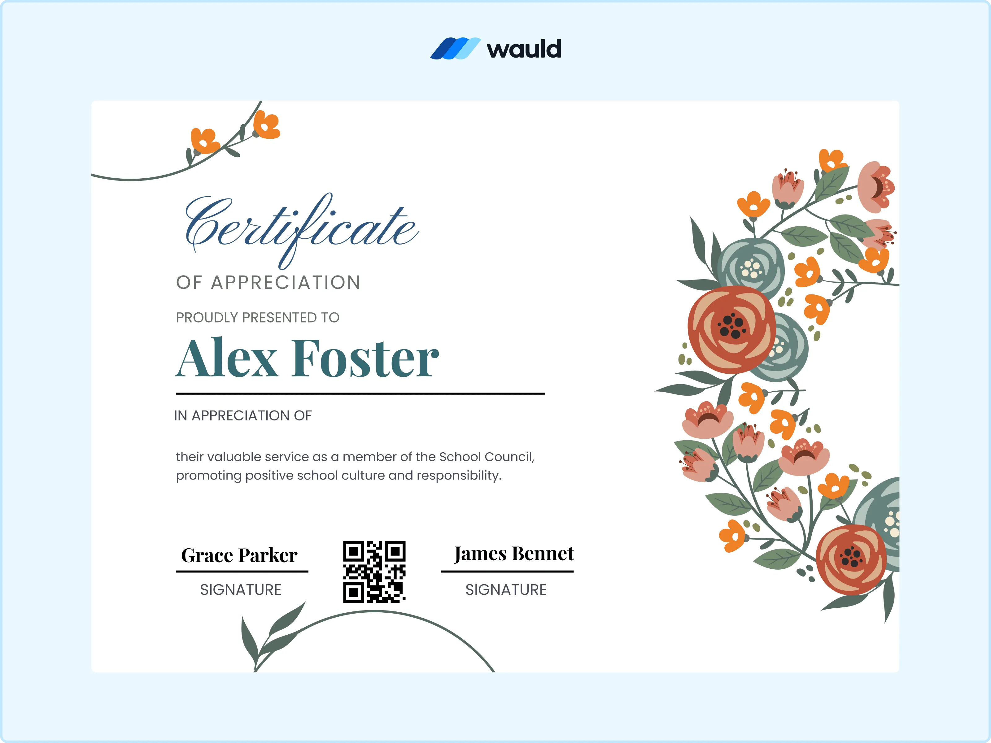 School & Community Thank You Certificate