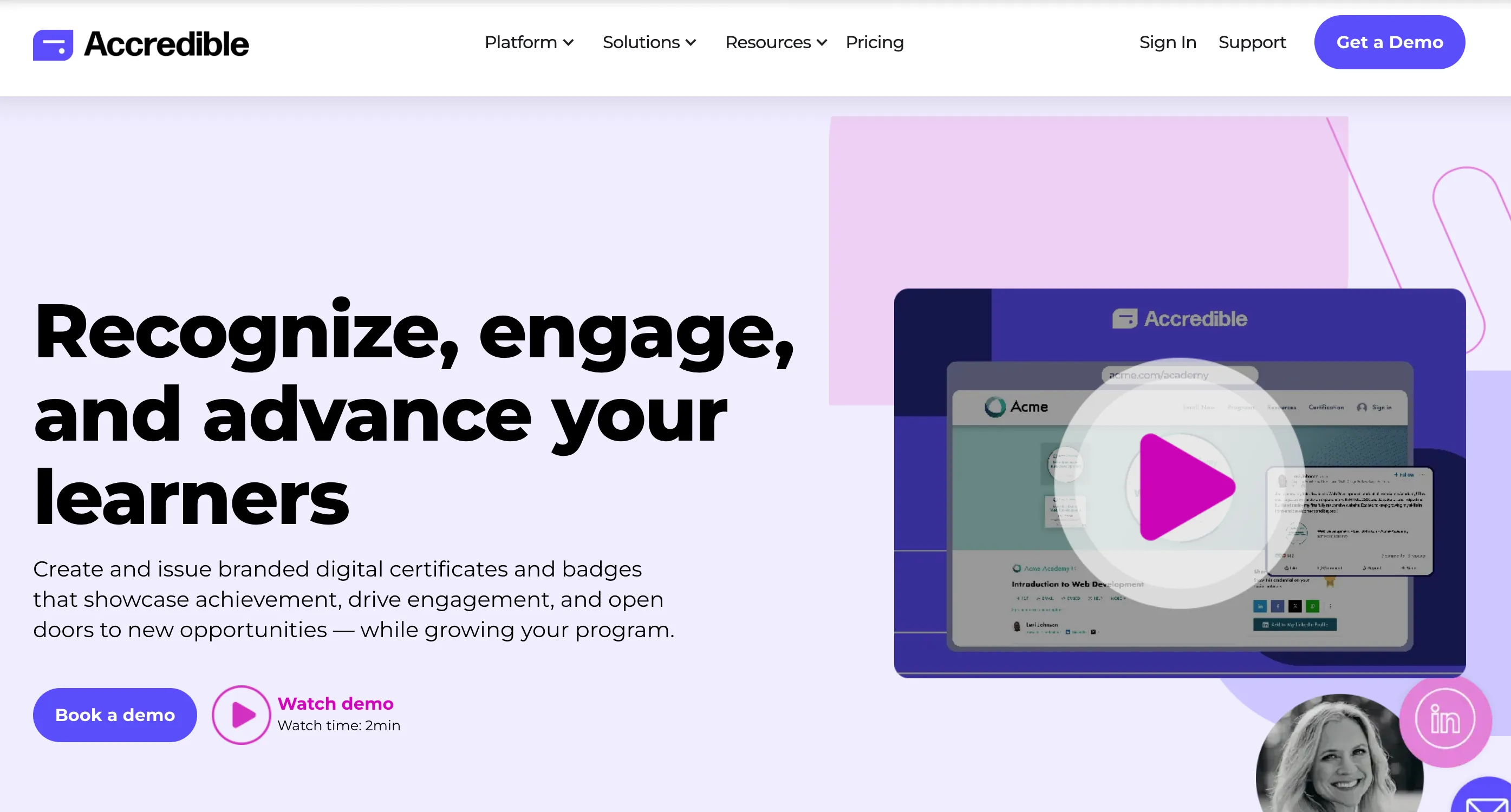 Accredible homepage