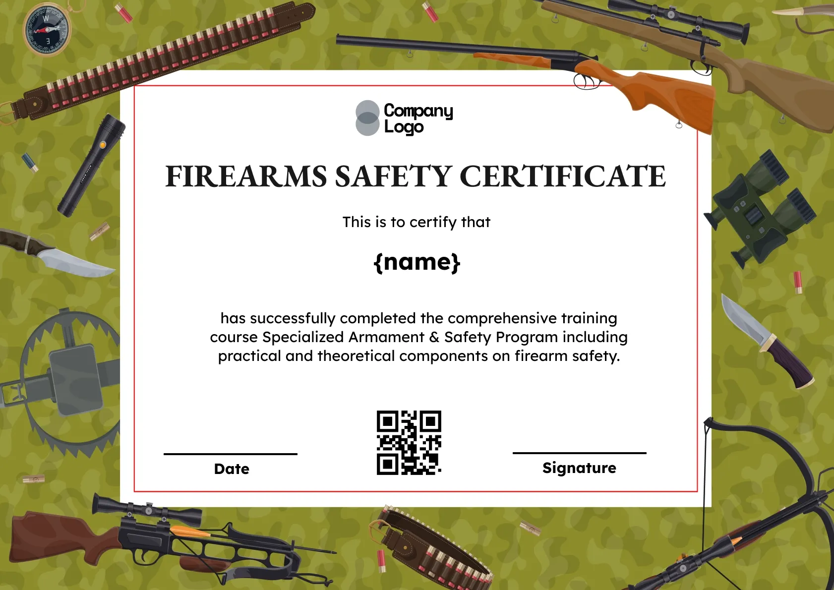 Accredited Firearms Safety Training Certificate Template