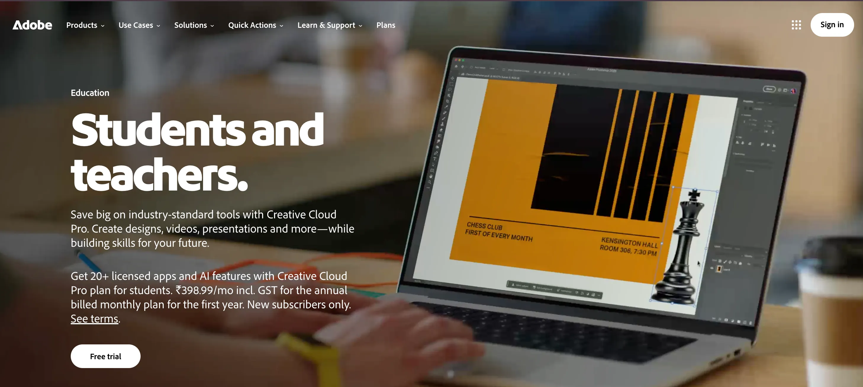 Adobe homepage