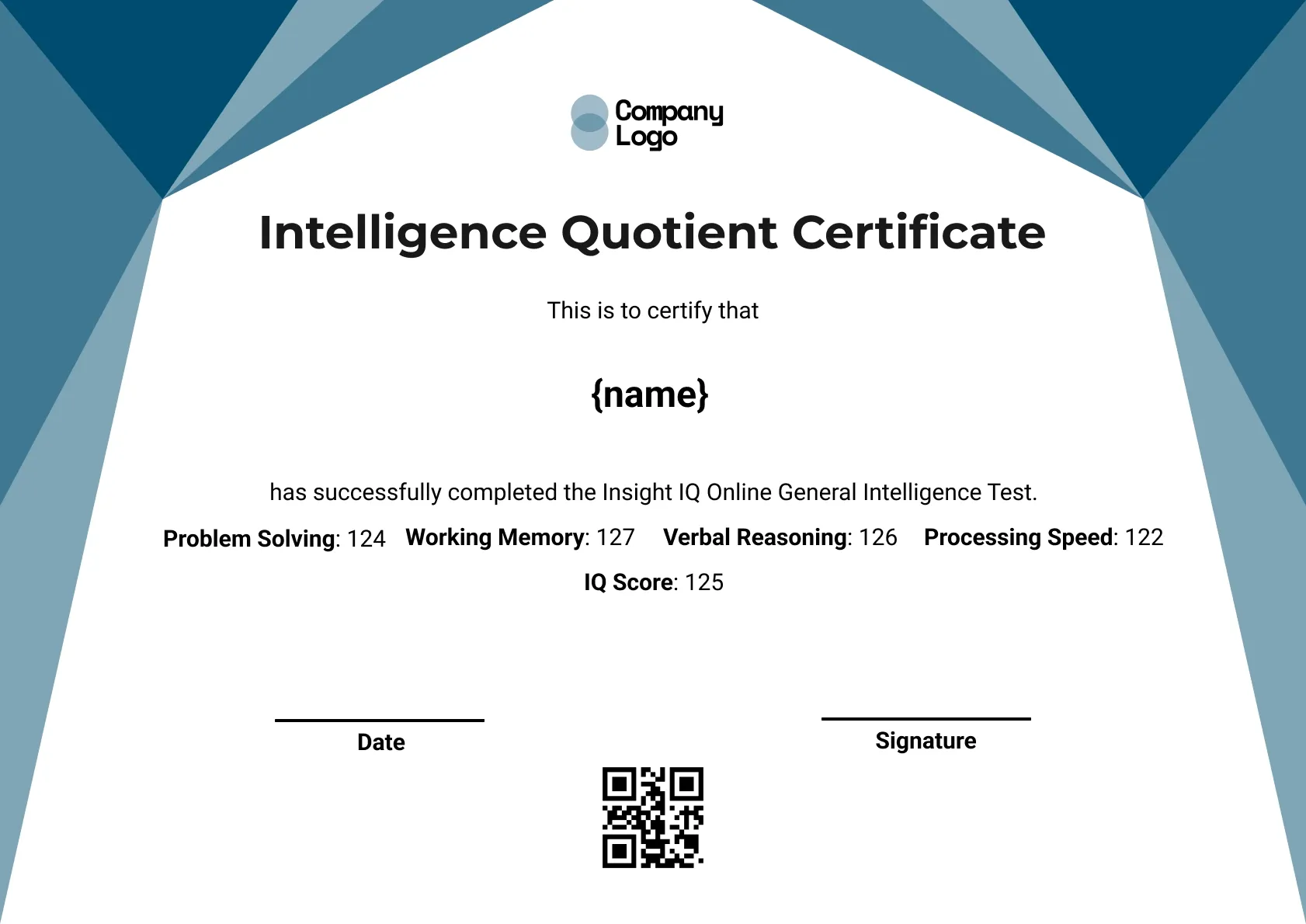 Advanced Cognitive Ability Certificate Template