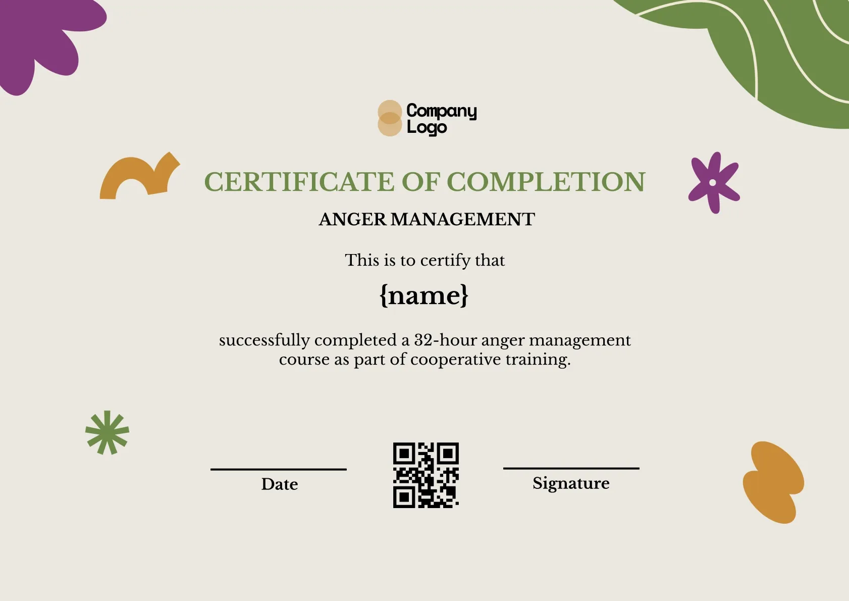 Advanced Emotional Regulation Certificate Template