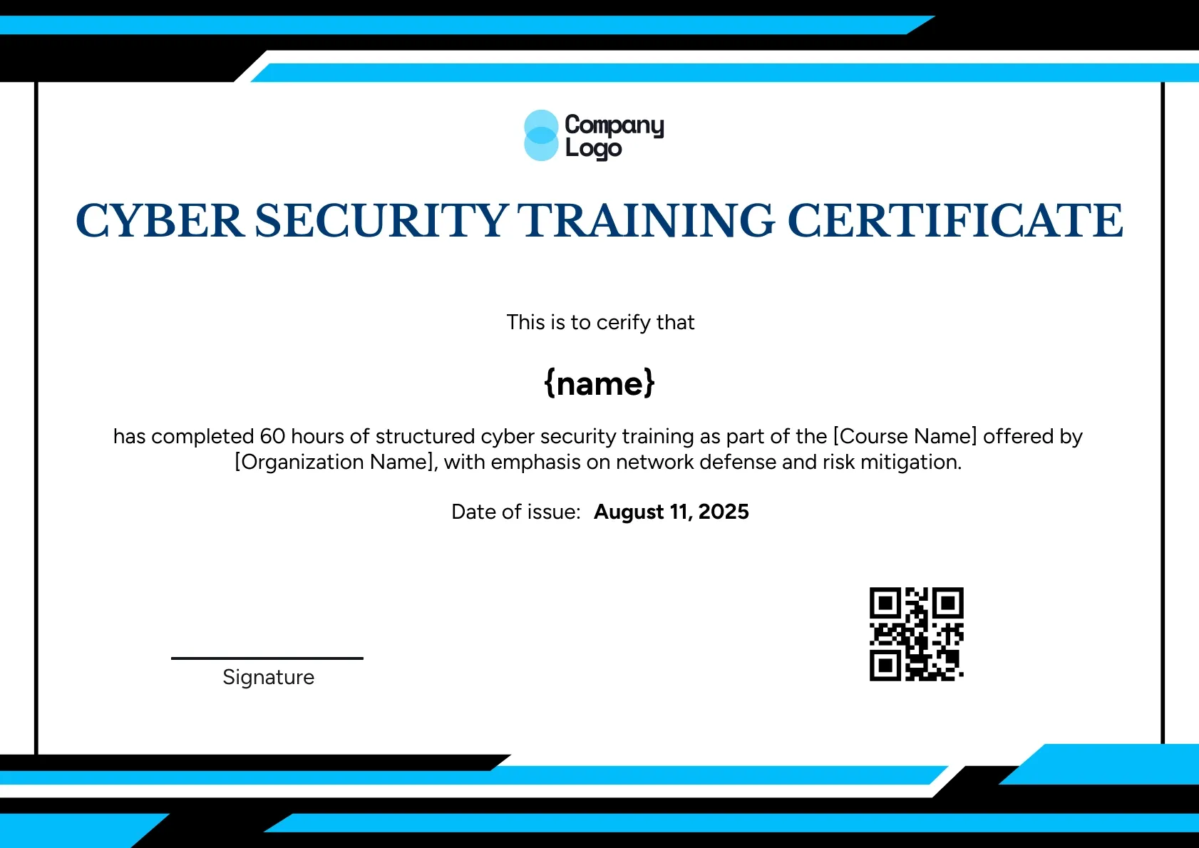 Advanced Information Security Certificate Template