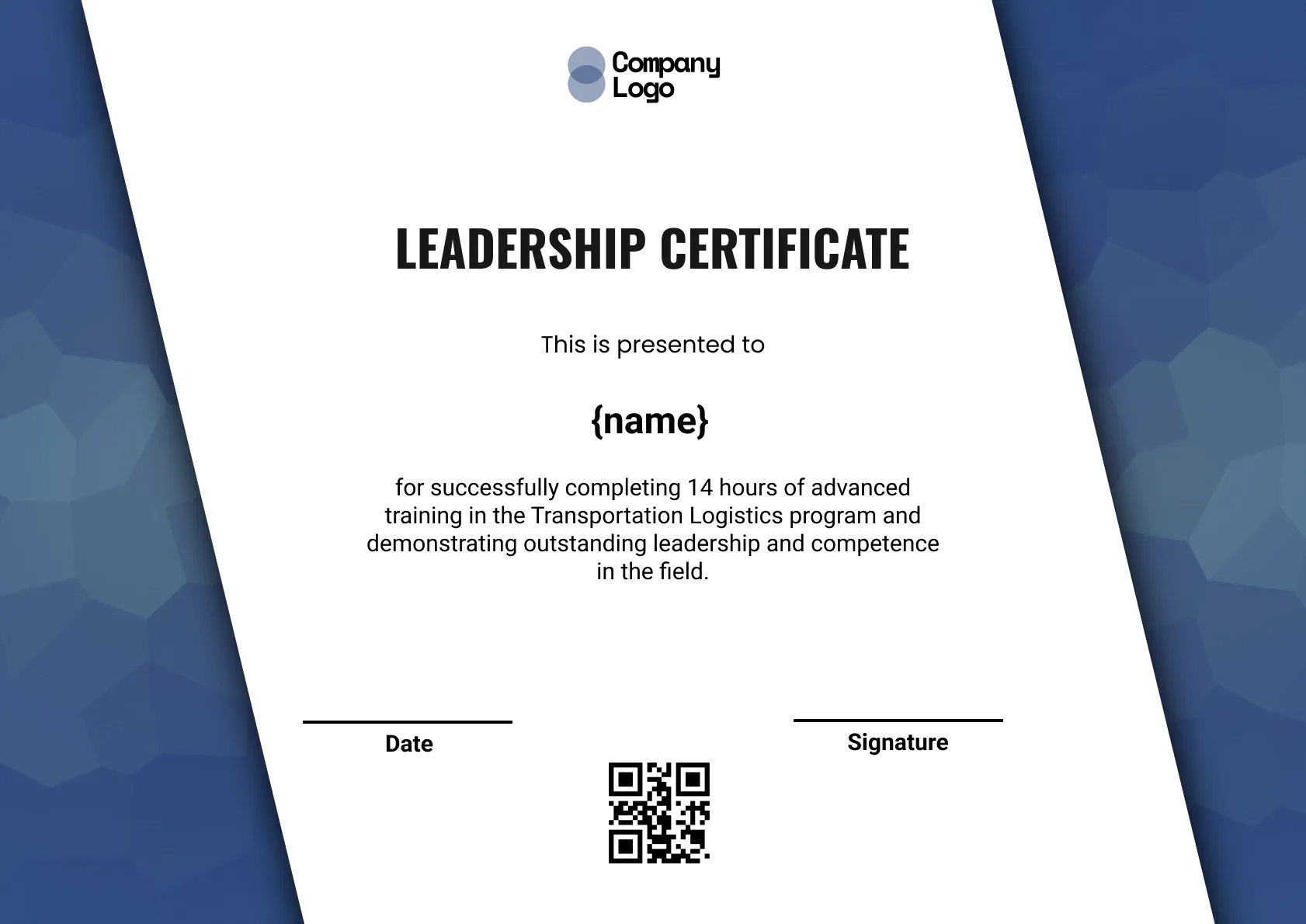 Advanced Leadership Achievement Certificate Template