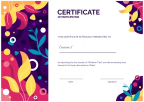 Animated and bright webinar participation certificate template