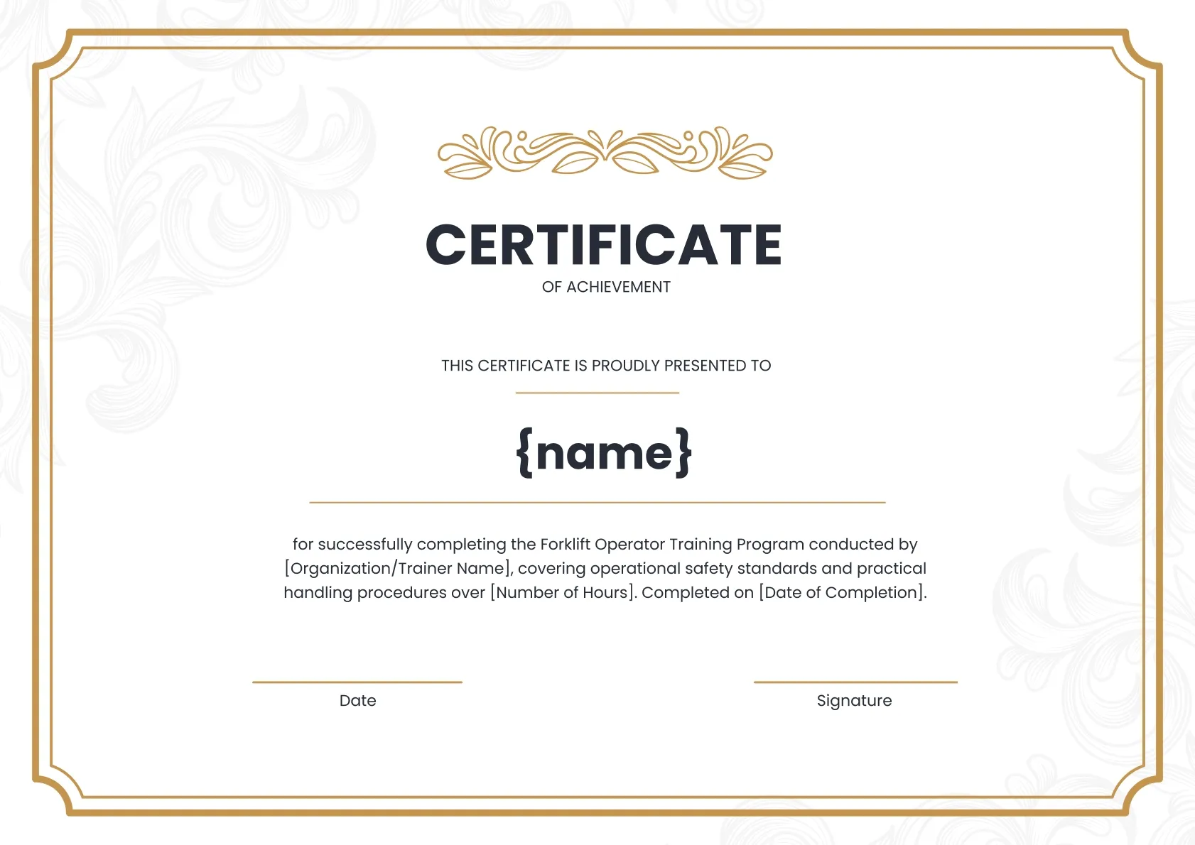 Authentic and Professional Certificate of Training Completion Template
