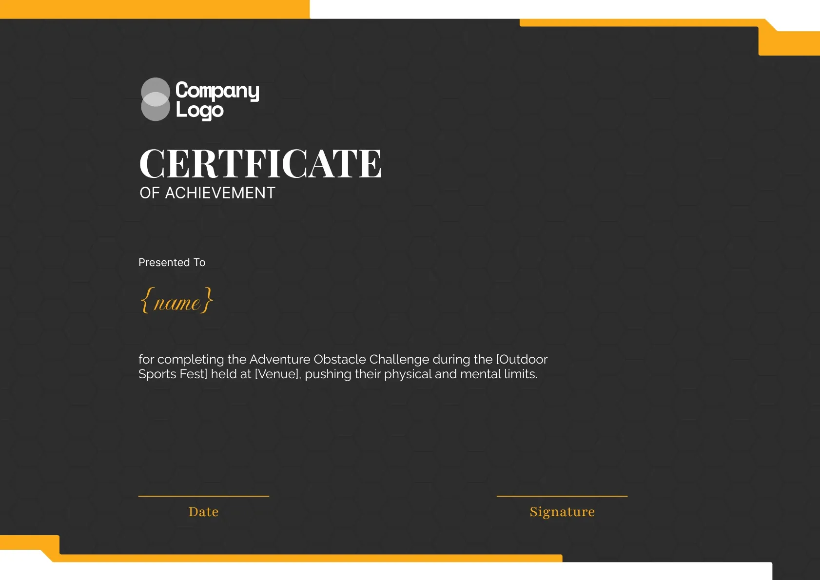 Bold and elegant certificate of achievement for sports