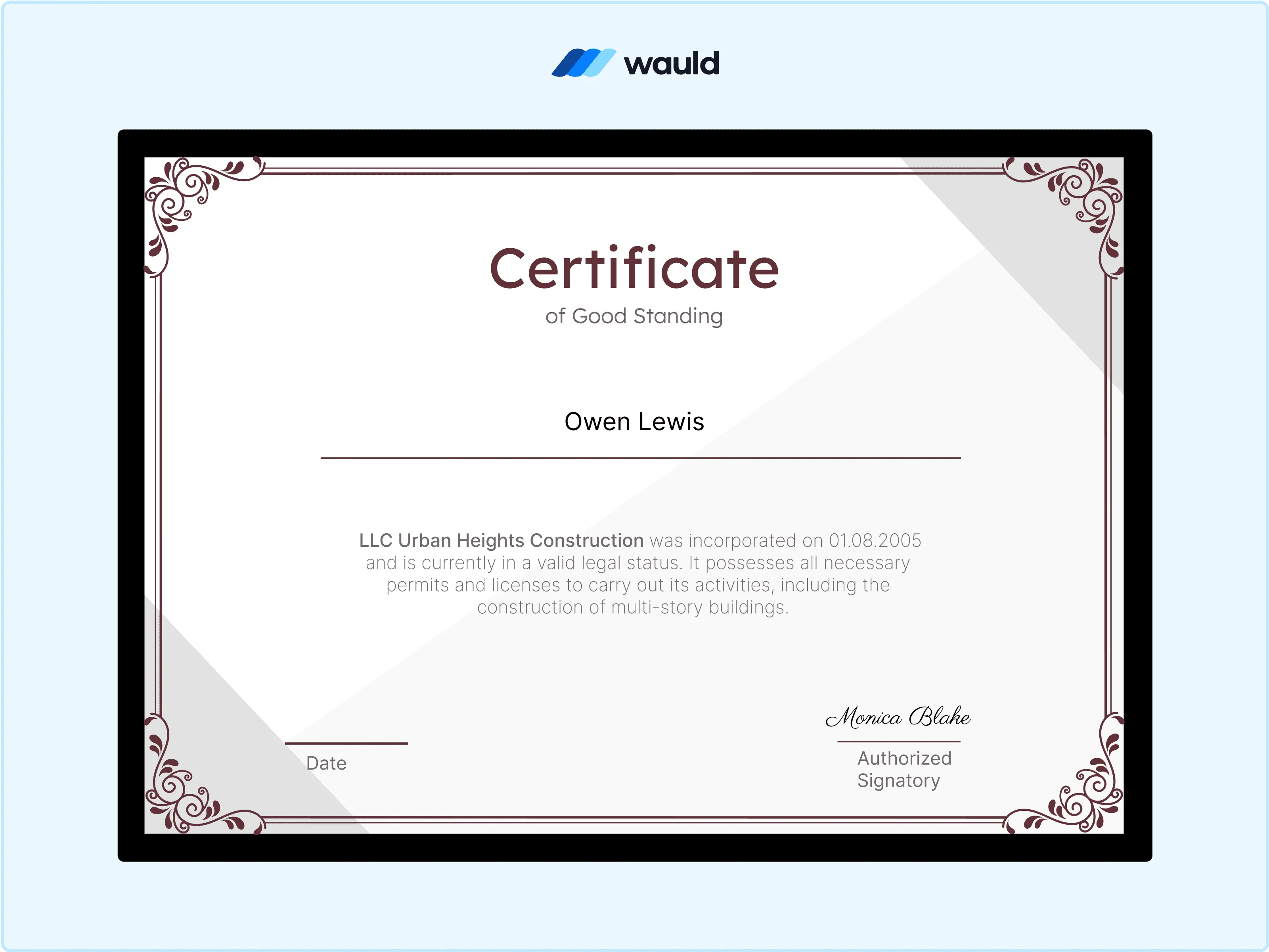 Wauld - Bold and elegant certificate template