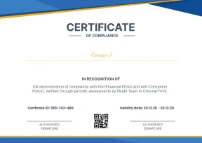 Bold and professional compliance certificate template