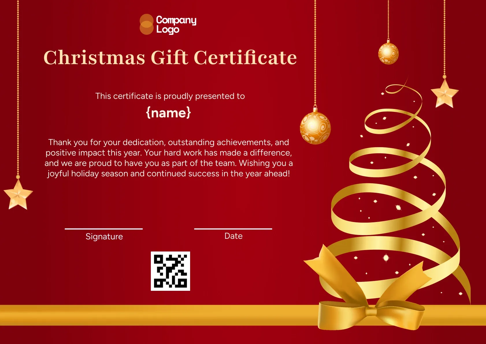 Bold and Warm Christmas Gift Certificate Template
