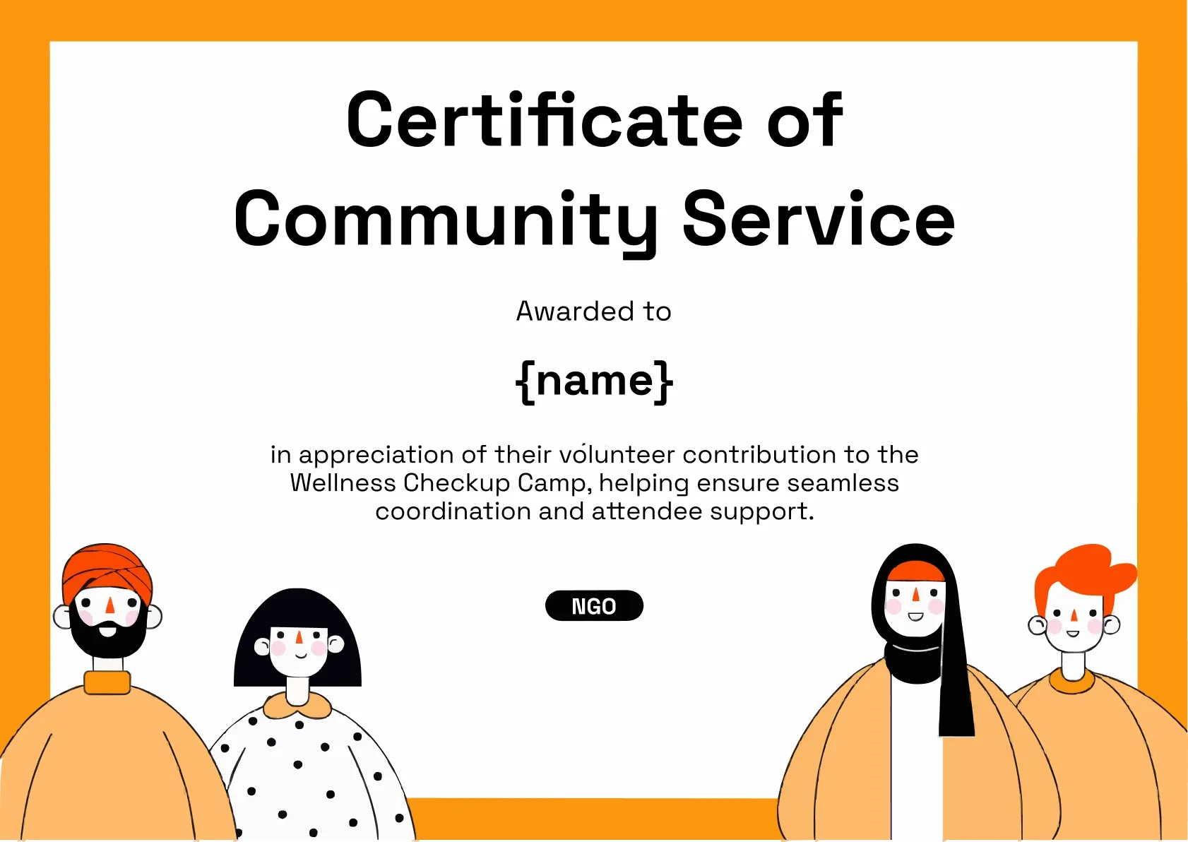 Bright and lively volunteer appreciation certificate template
