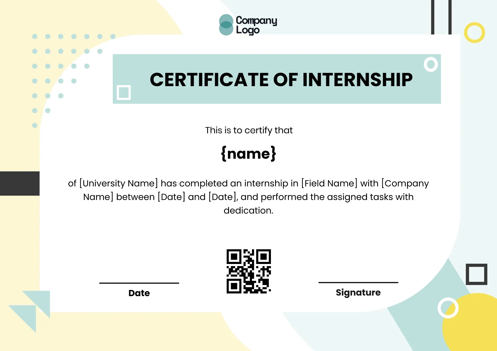 Bright Internship Achievement Certificate Template