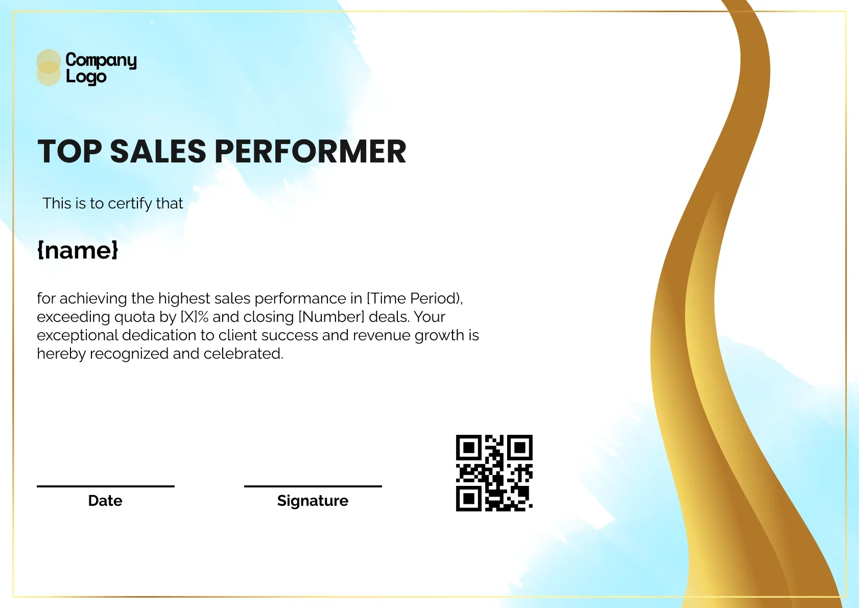 Brilliant Sales Achievement Certificate Template