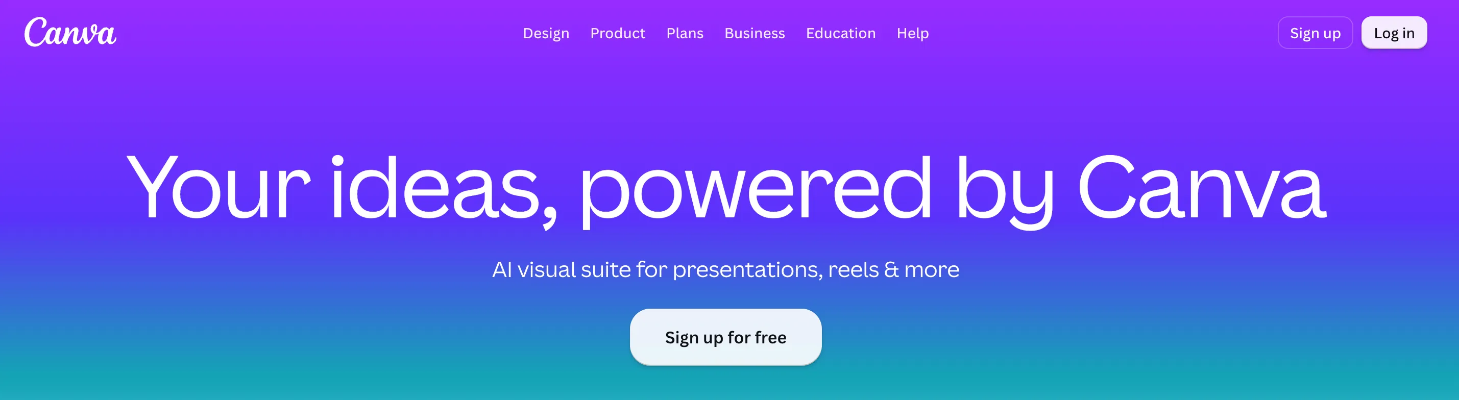 Canva homepage