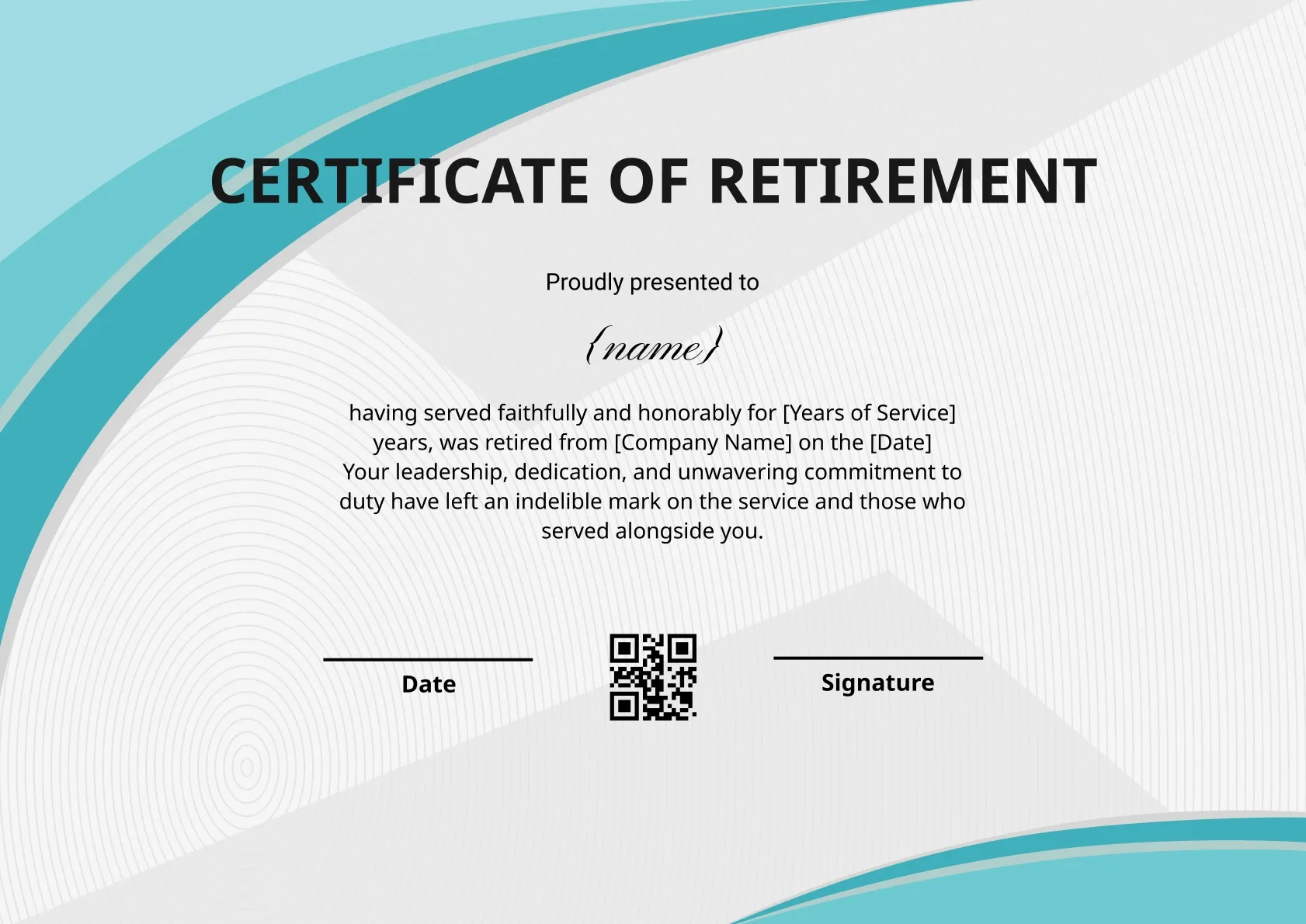 Celebrated Career Retirement Certificate Template