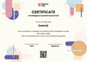 Certified Cognitive Achievement Certificate Template