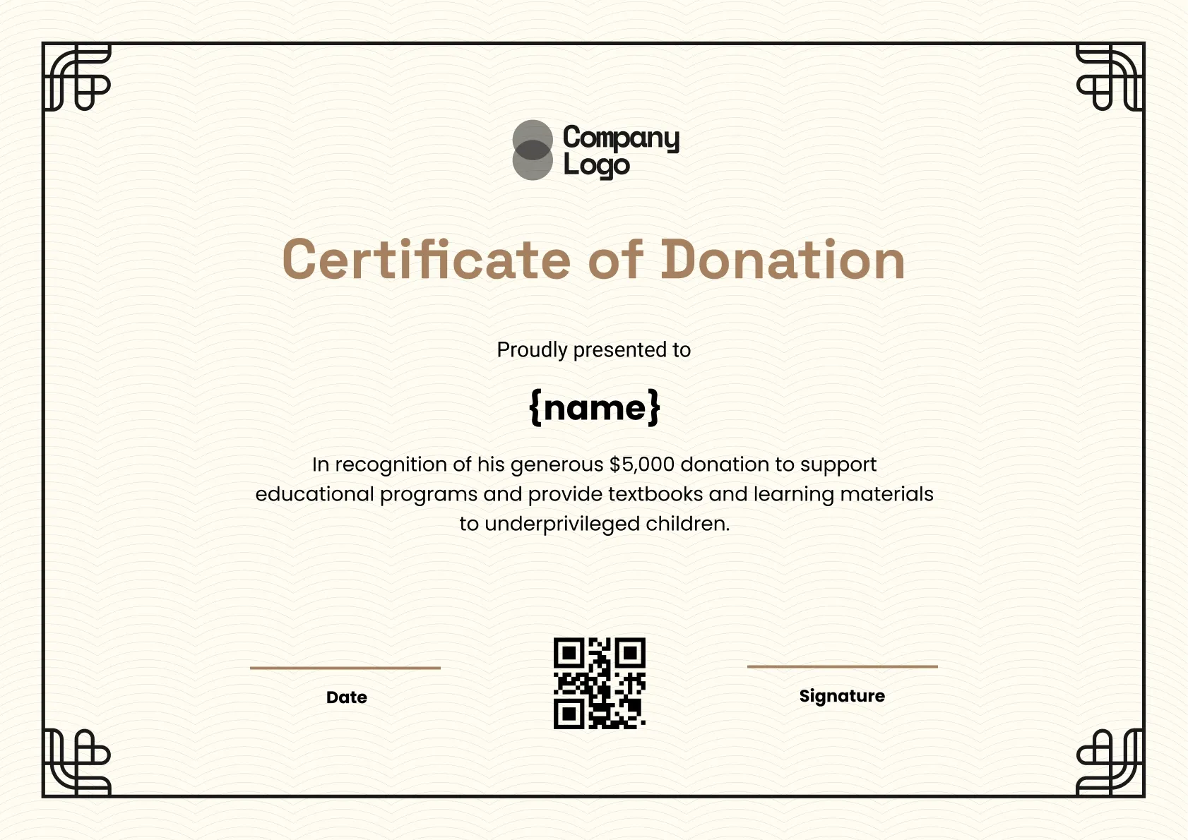 Charitable Giving Certificate Template