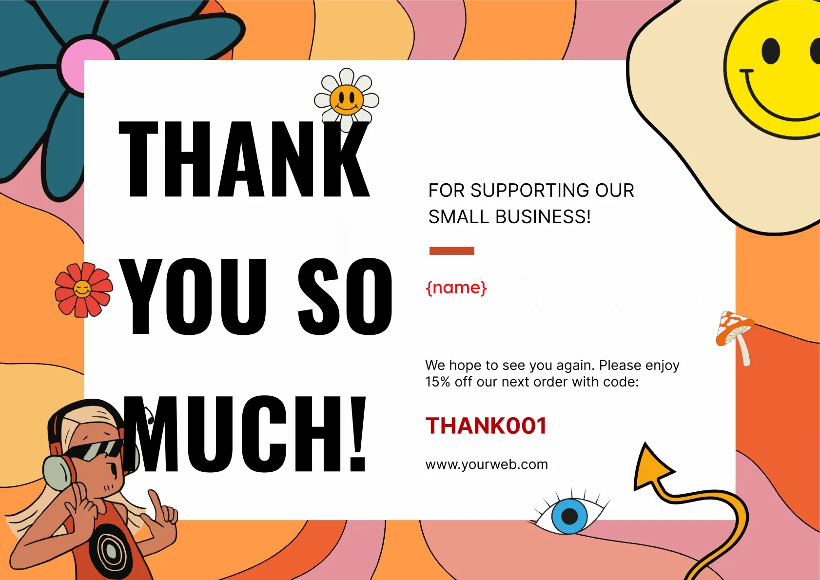 Cheerful and vibrant thank you certificate template