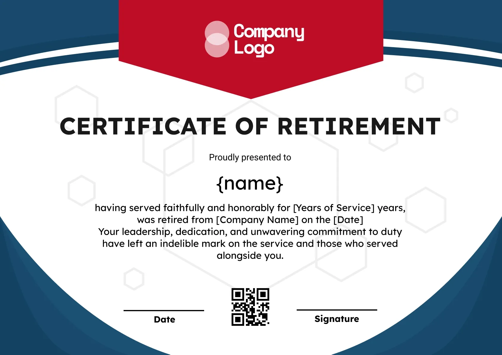 Cherished Career Retirement Certificate Template