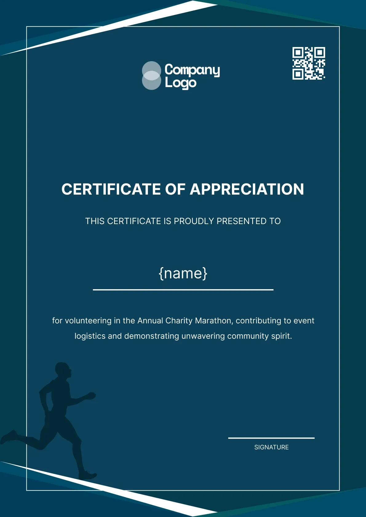 Classic and formal certificate of appreciation for volunteering