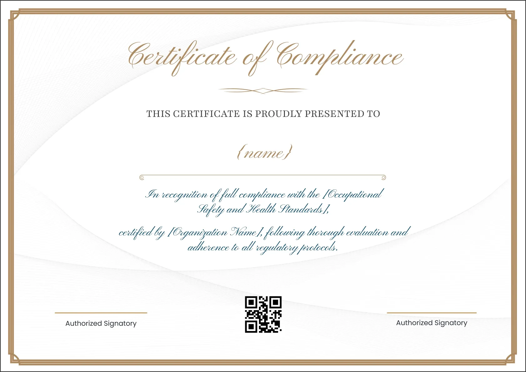 Classic and professional certificate of compliance