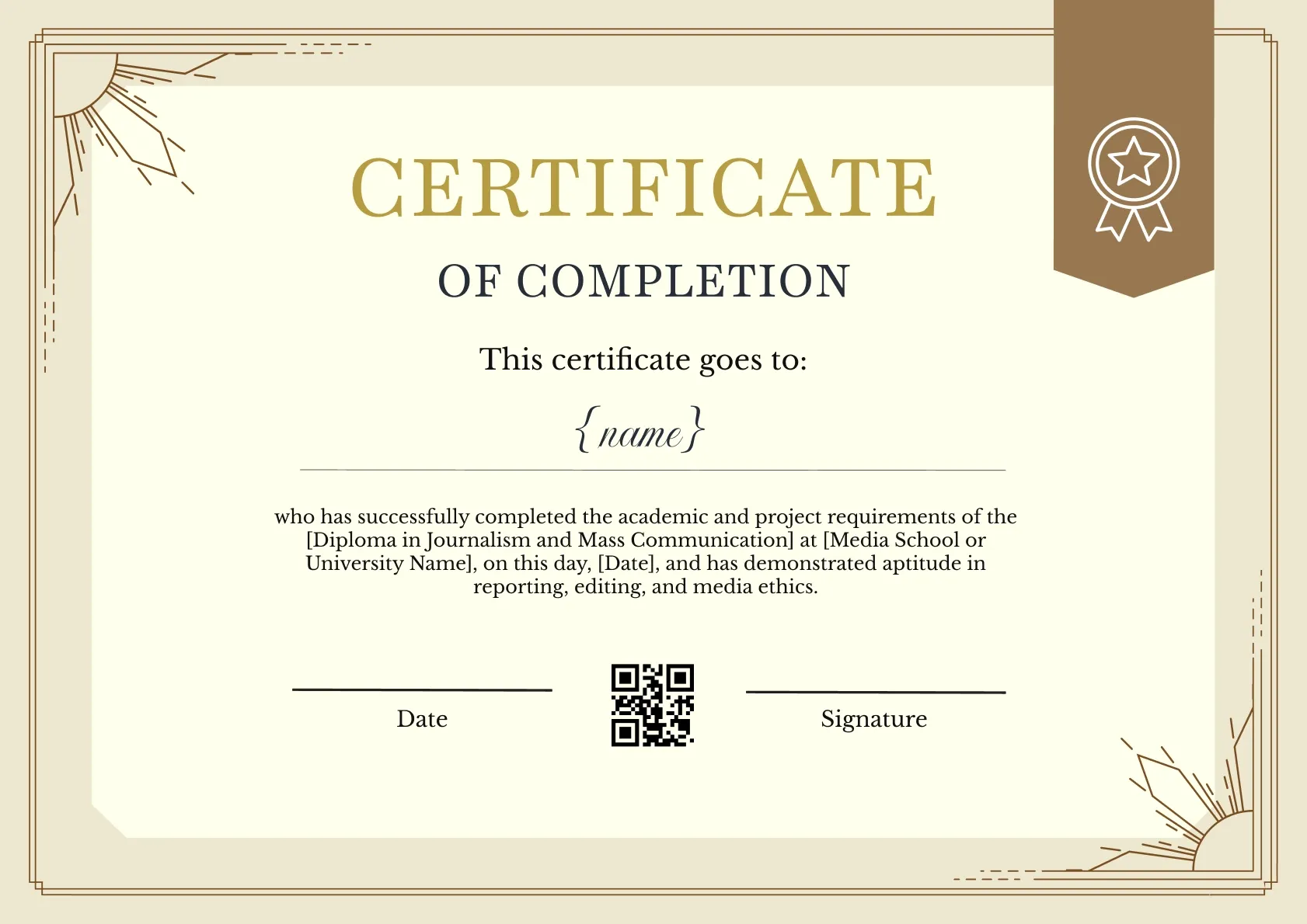 Classic Professional Diploma Graduation Certificate Template