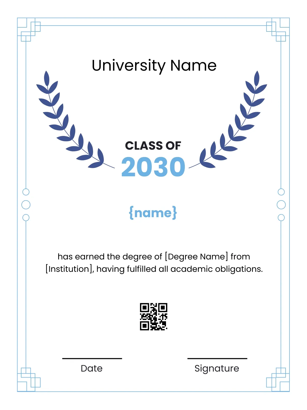 Classy and formal graduation certificate template