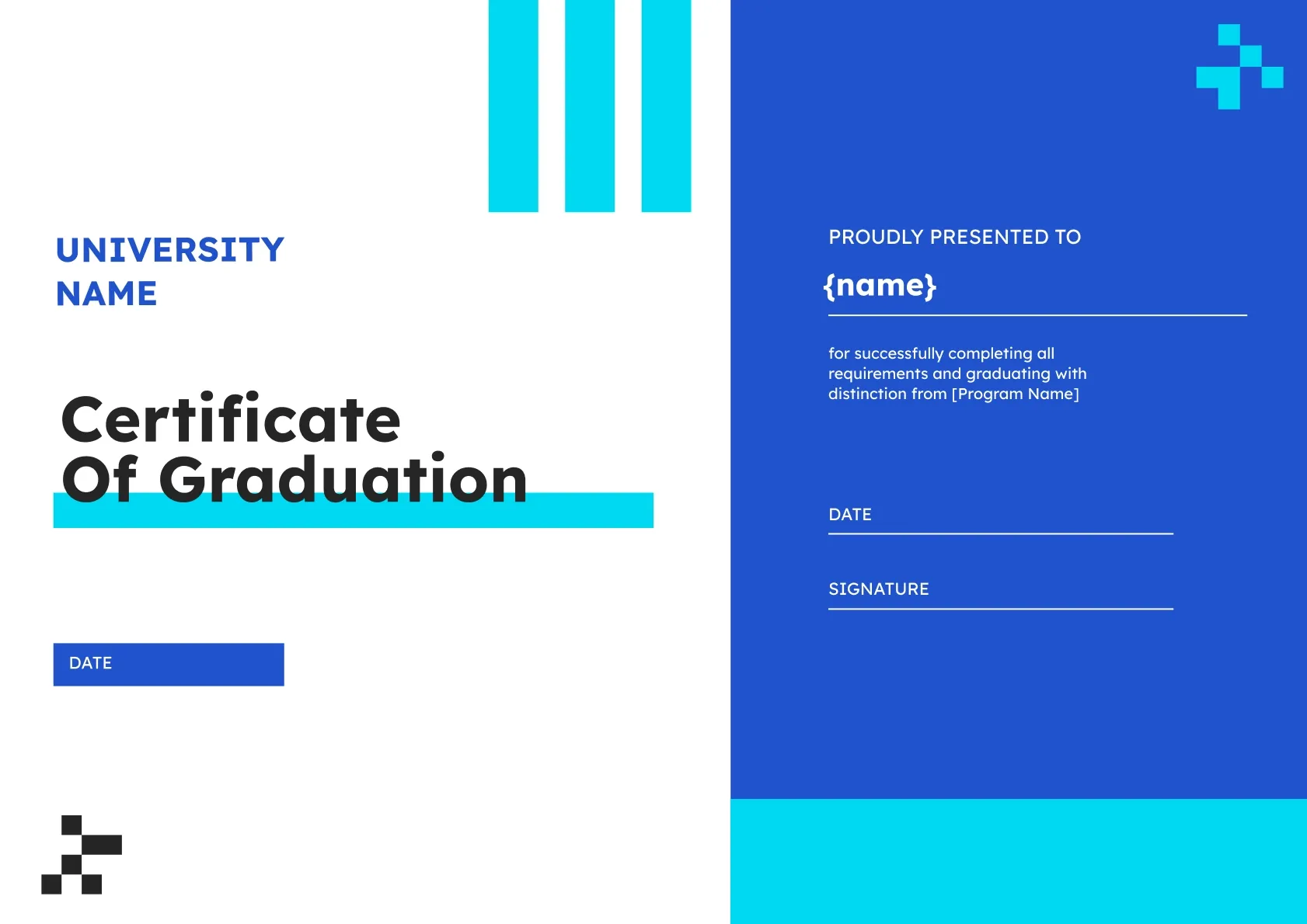 Clean and modern graduation certificate template