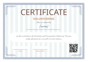 Clean and simple volunteer certificate template