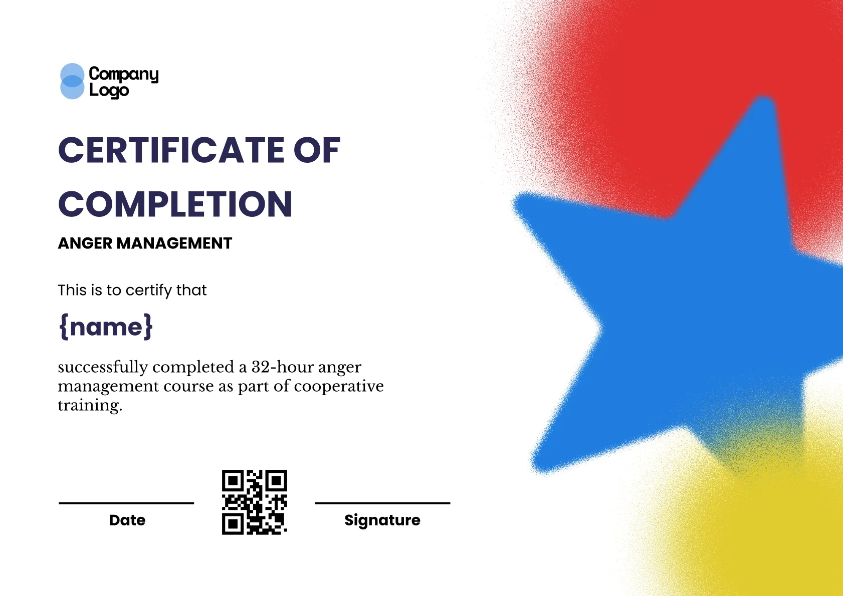 Comprehensive Emotional Control Certificate Template