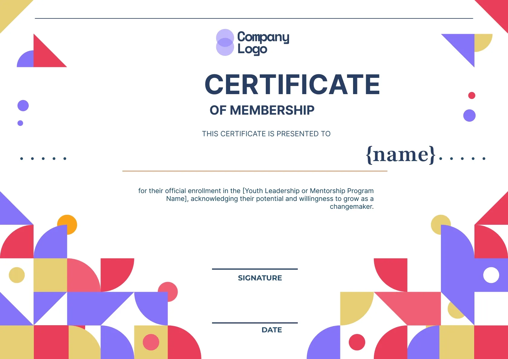 Contemporary and Professional Membership Certificate Template