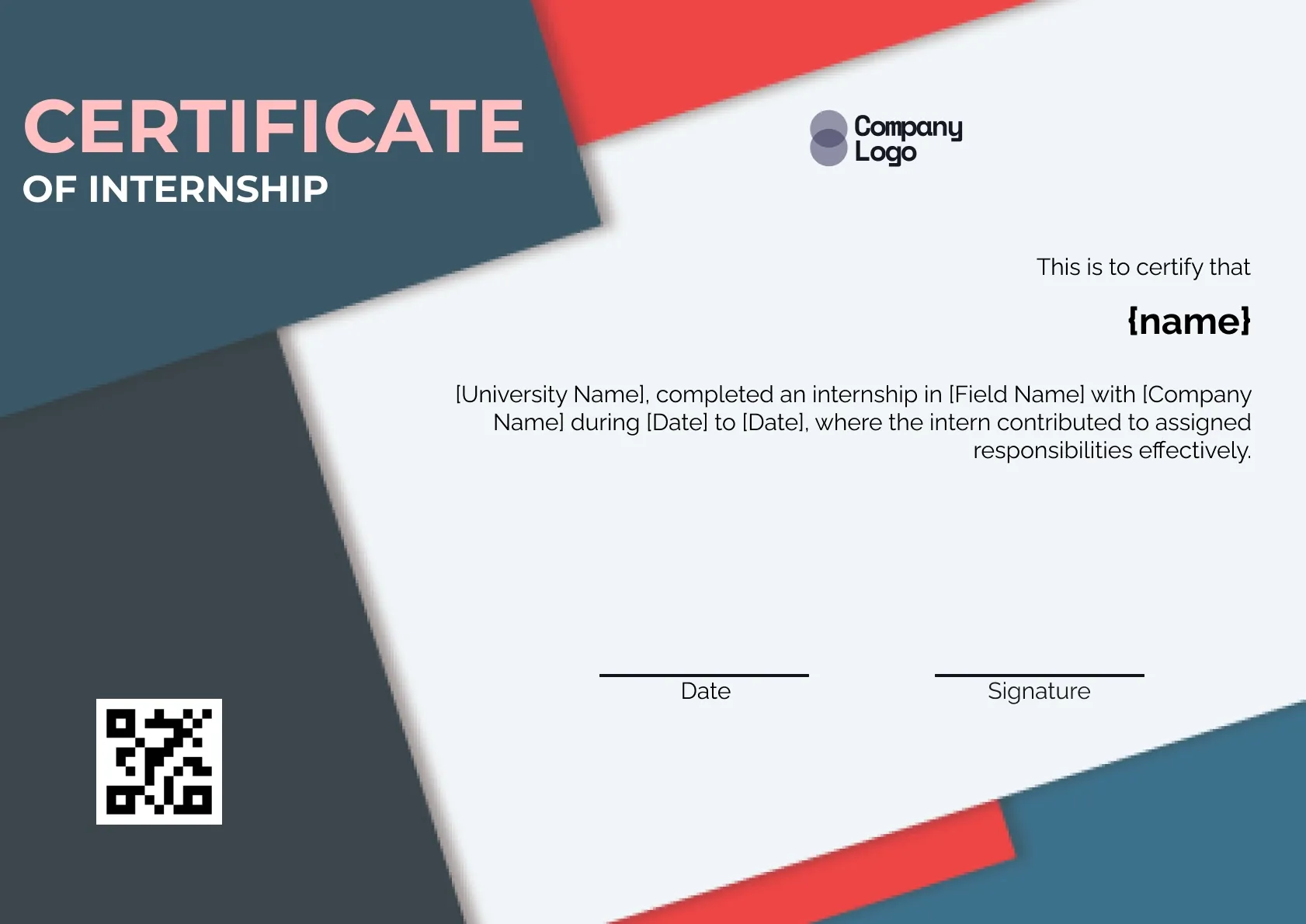 Contemporary Internship Certificate Template