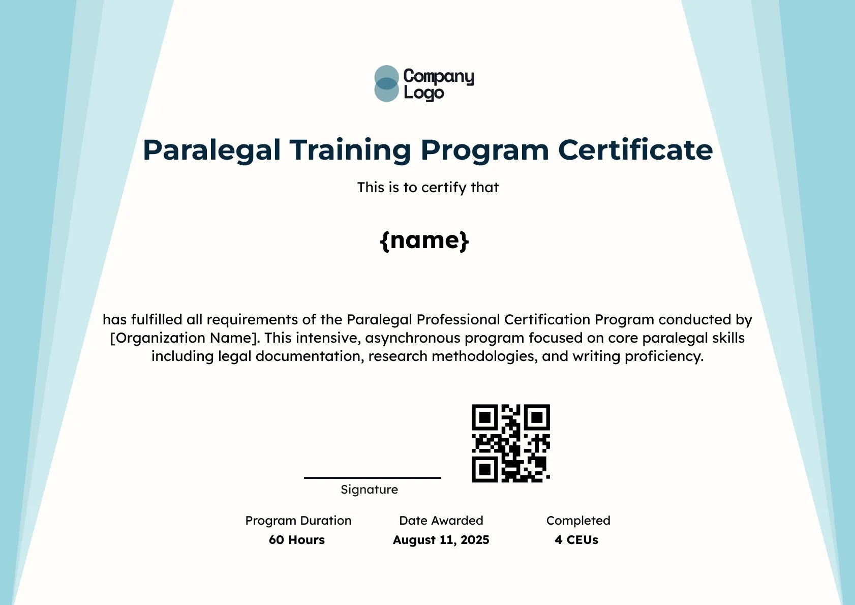 Contemporary Paralegal Recognition Template