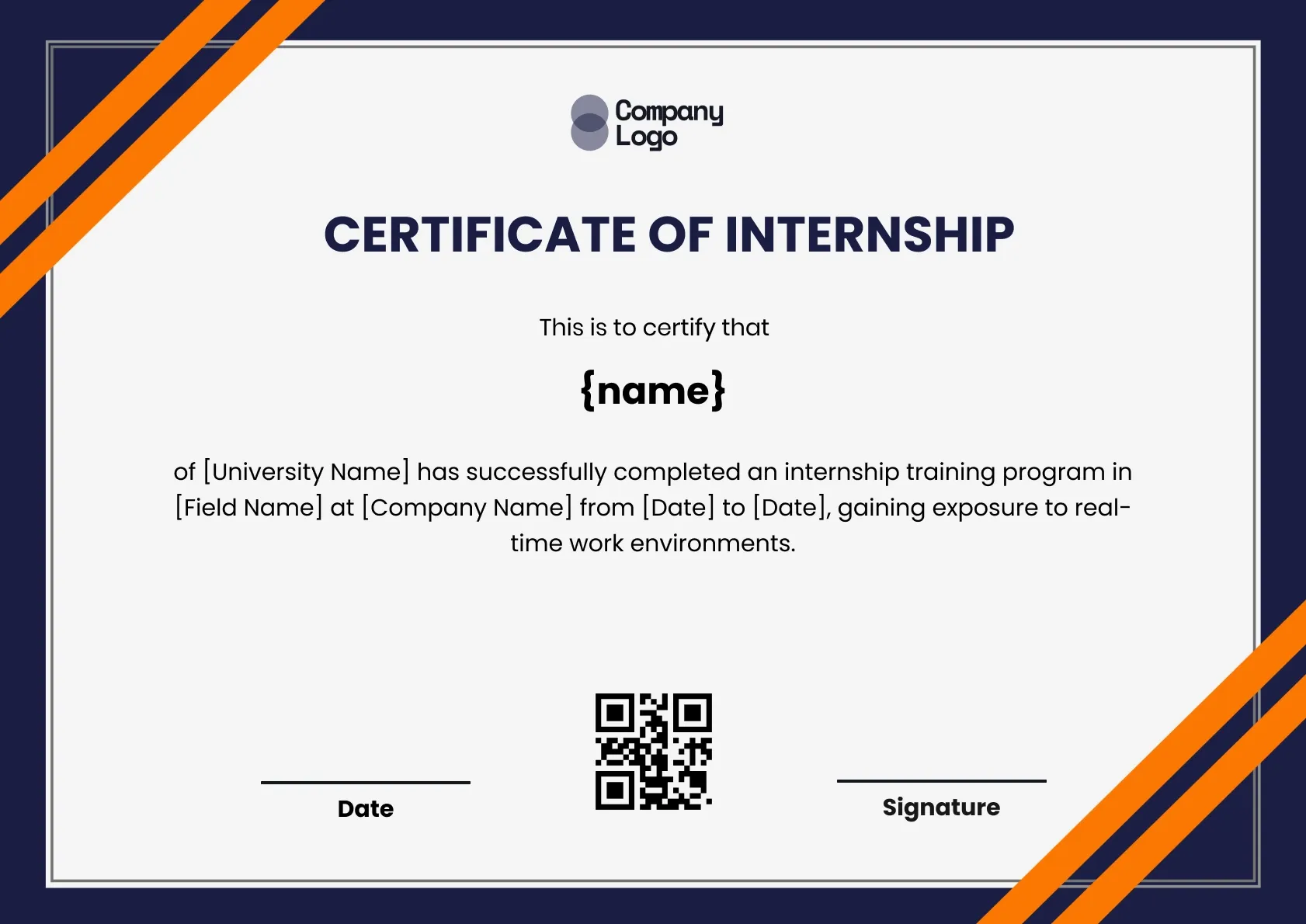 Corporate-Style Internship Certificate Template