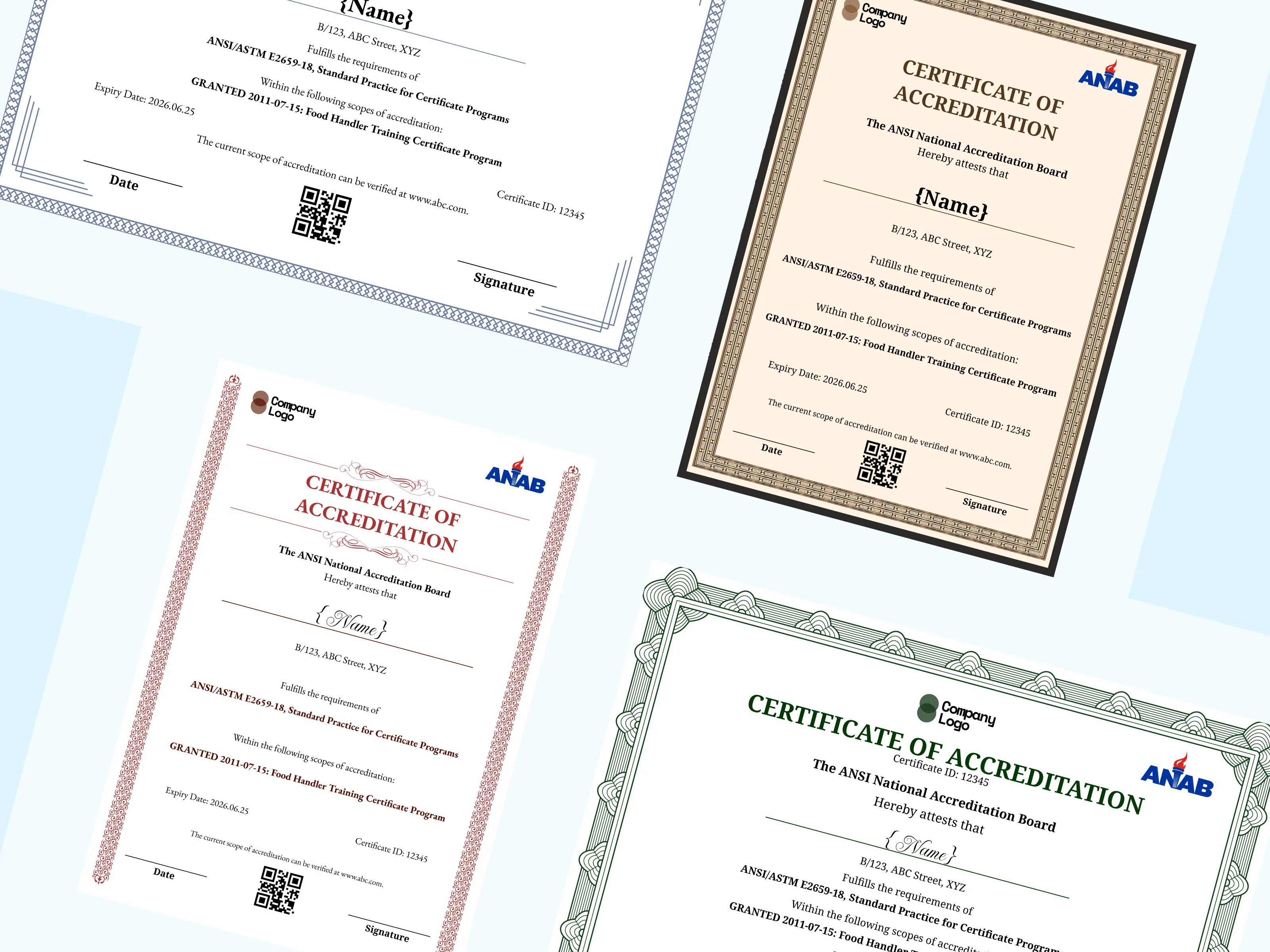 ANAB Certificate of Accreditation Templates