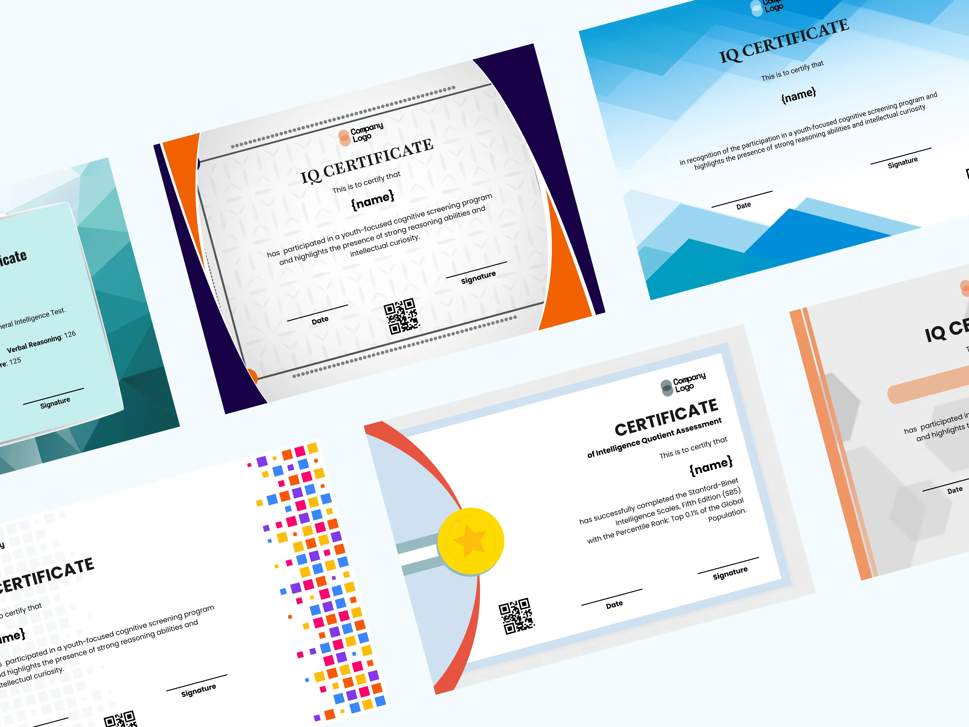 Printable & Editable IQ Certificate Templates