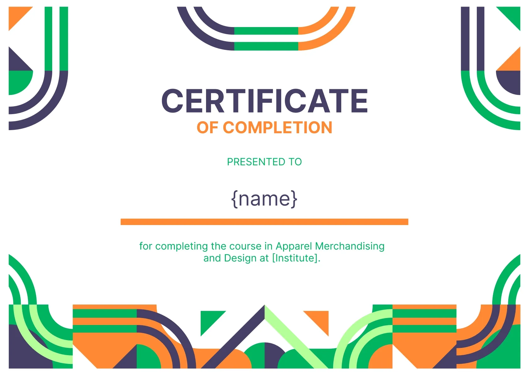 Creative and professional course completion certificate template