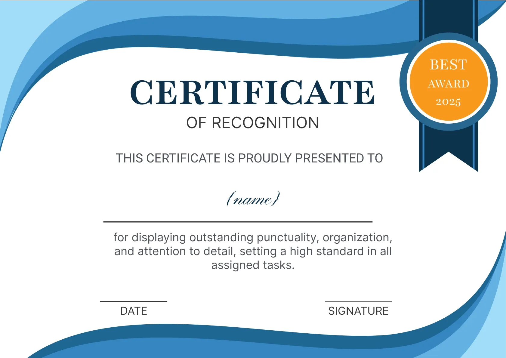 Dark and Professional employee recognition certificate template