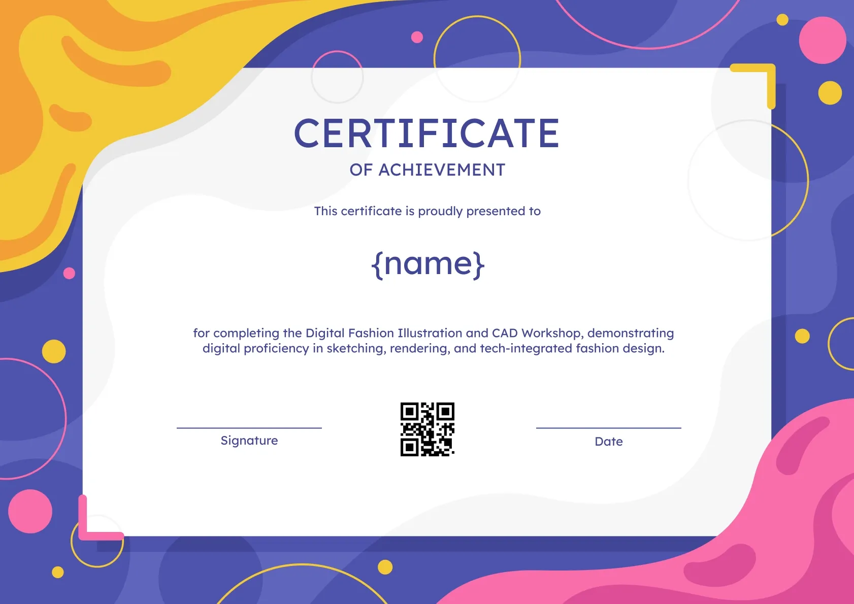 Decorated and formal certificate of achievement for course completion