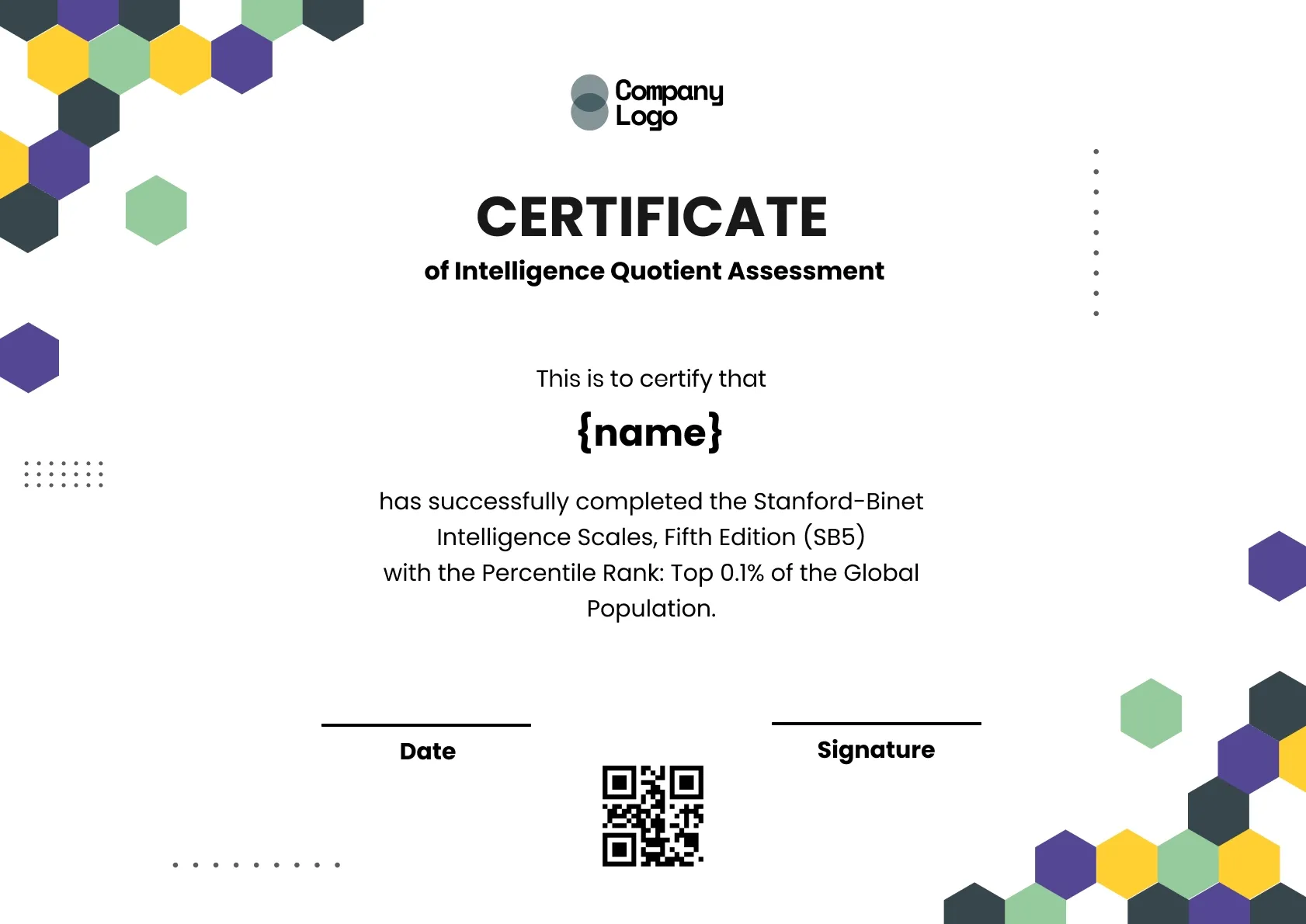 Distinguished Intelligence Recognition Certificate Template
