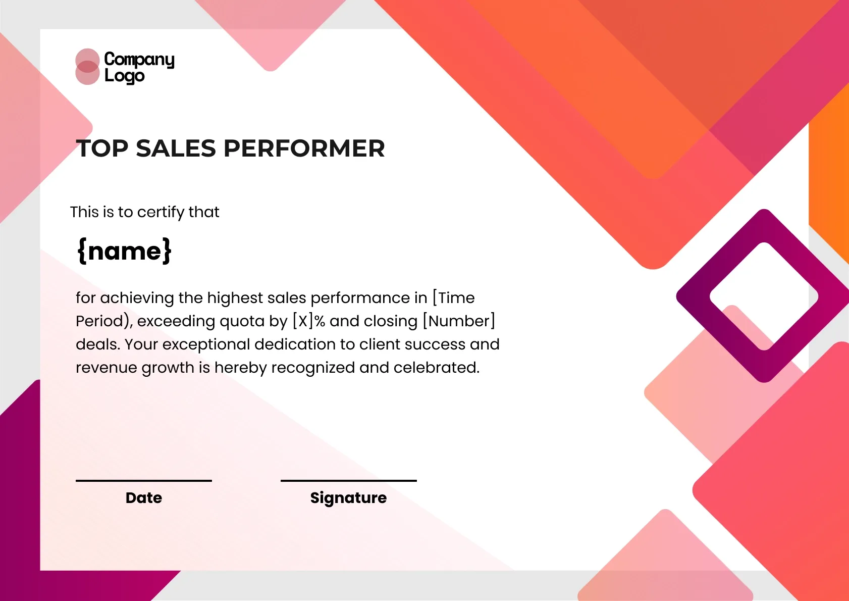 Distinguished Sales Leadership Certificate Template