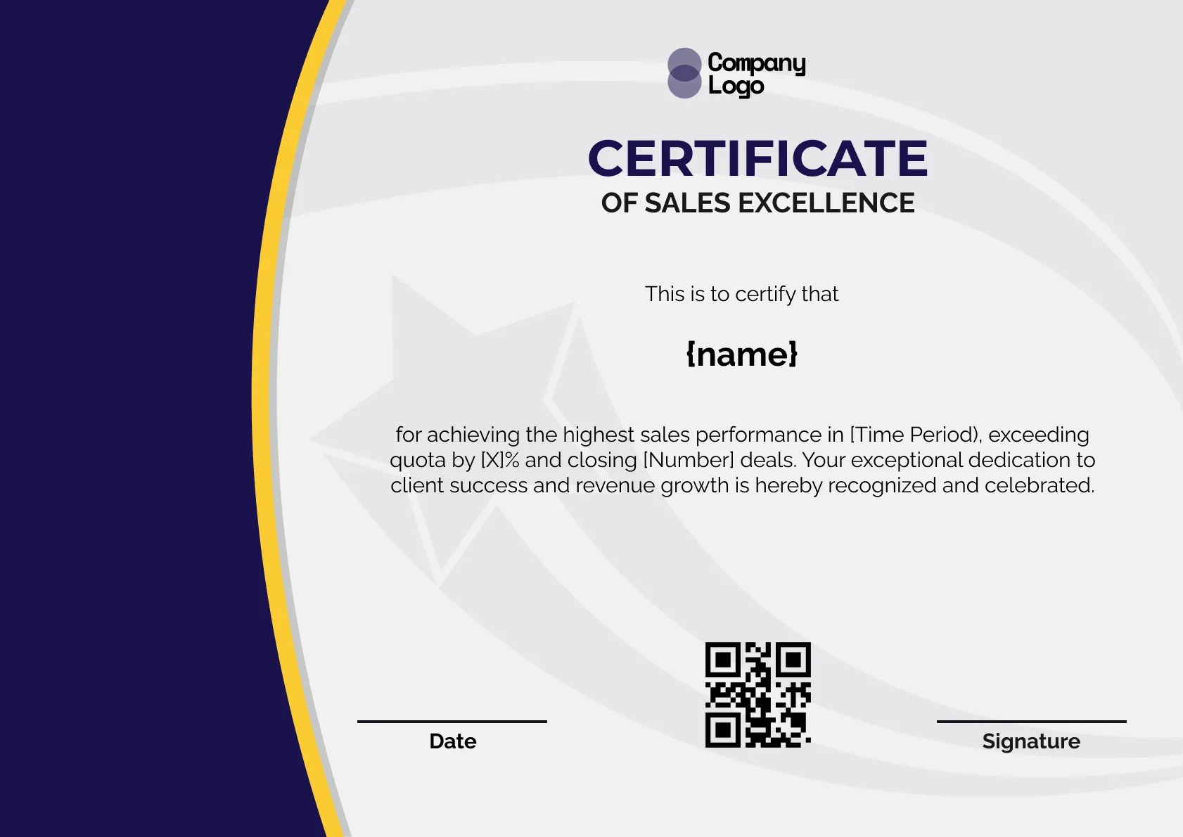 Dynamic Sales Achievement Certificate Template