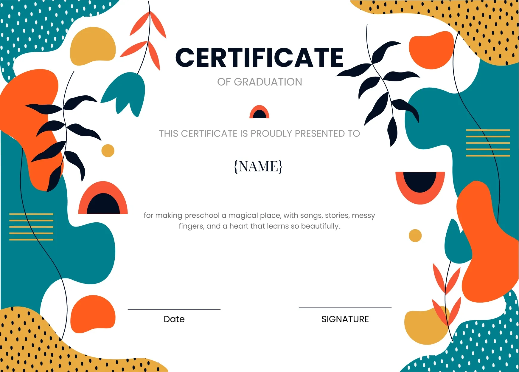 Earthy and colorful preschool graduation template