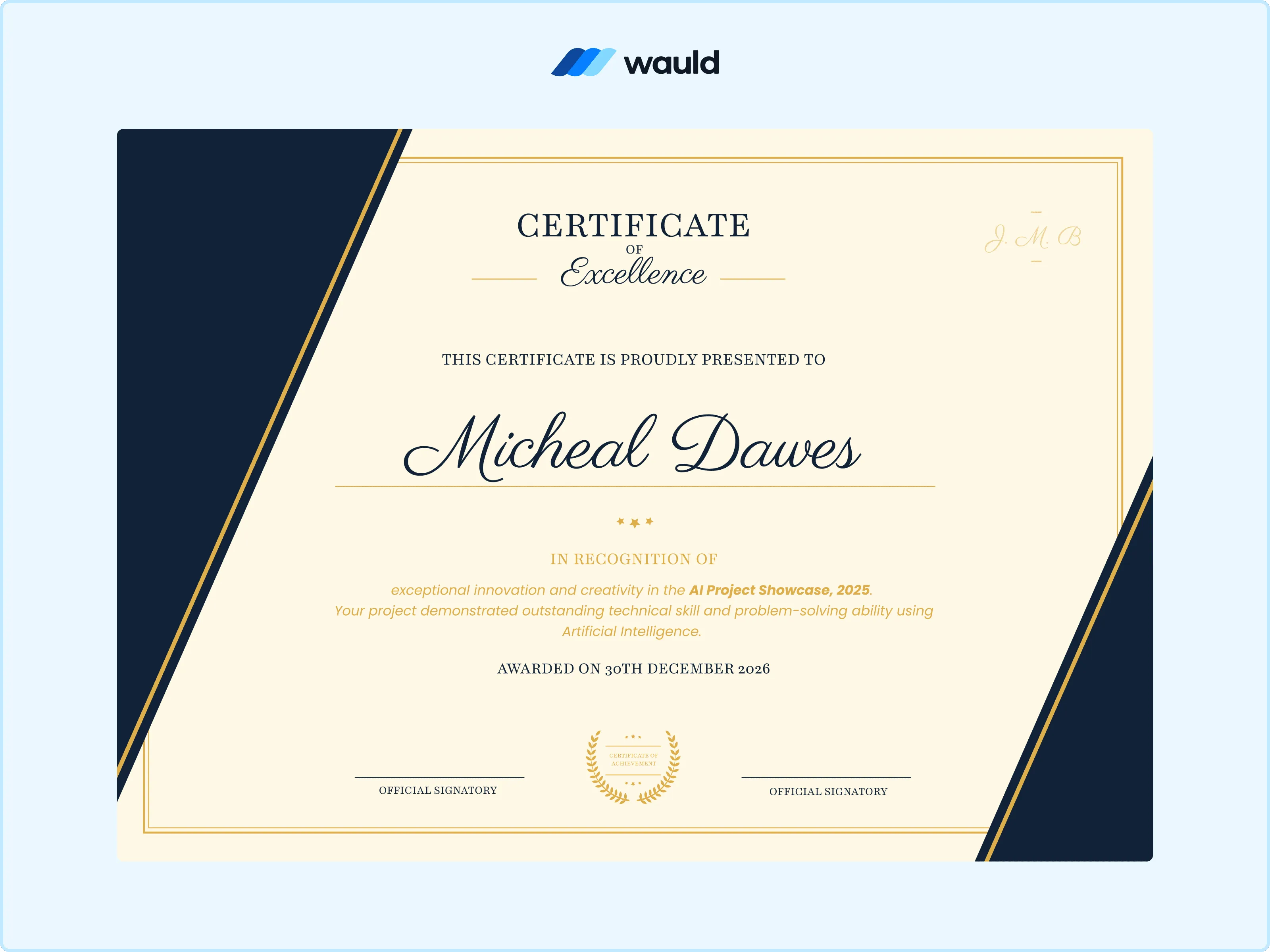 Wauld - Elegant AI Certificate Template