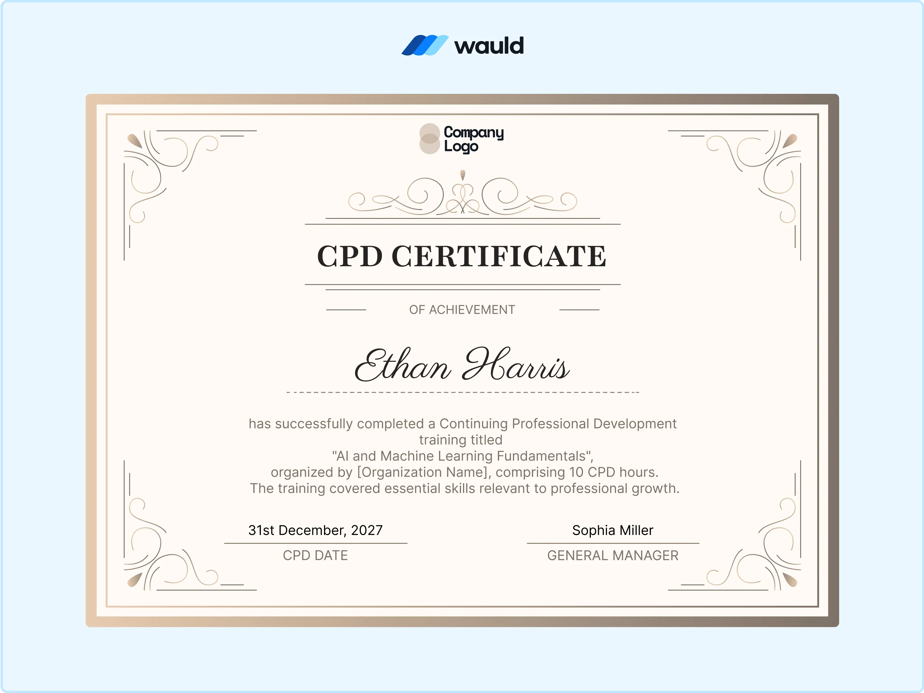 Wauld - Elegant and Professional certificate template