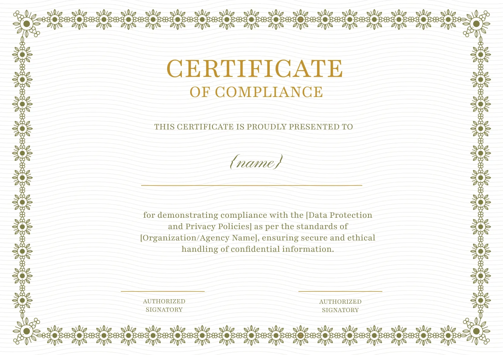 Elegant and professional compliance certificate template