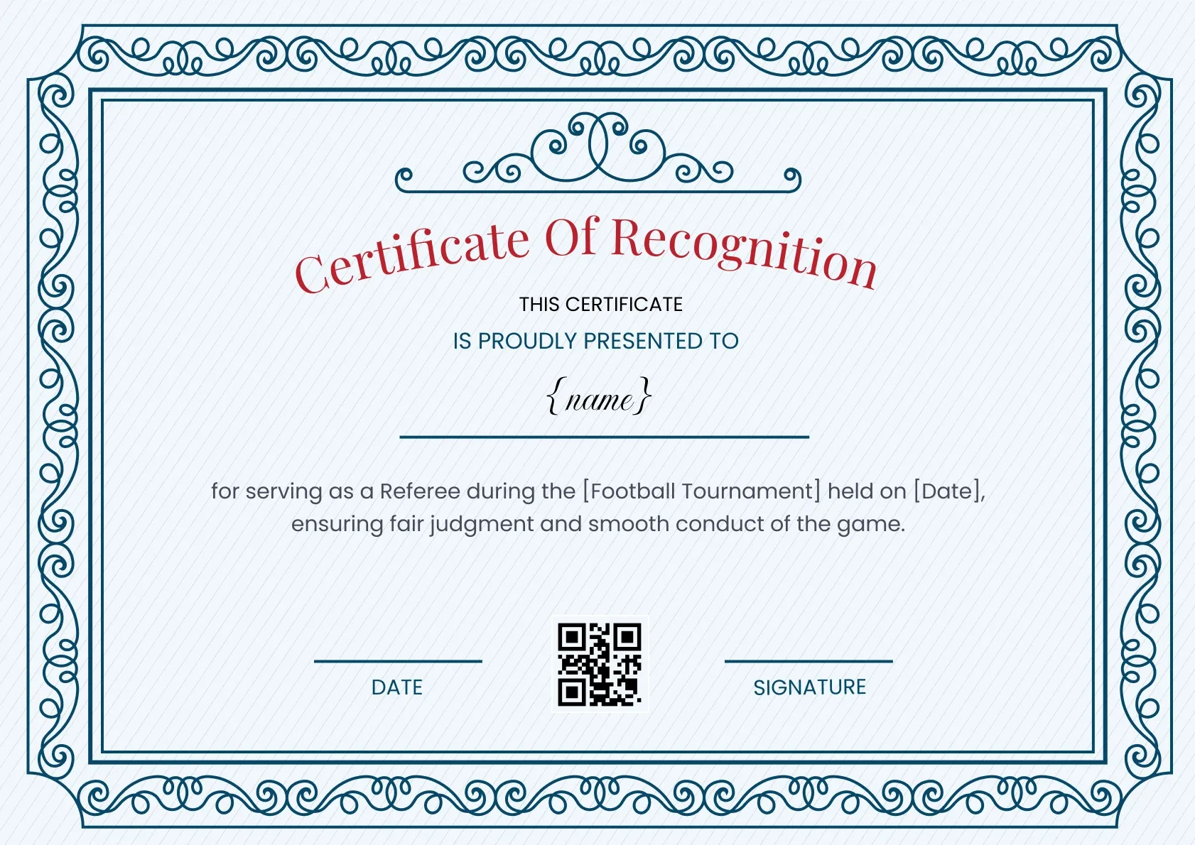 Elegant and simple sports recognition certificate