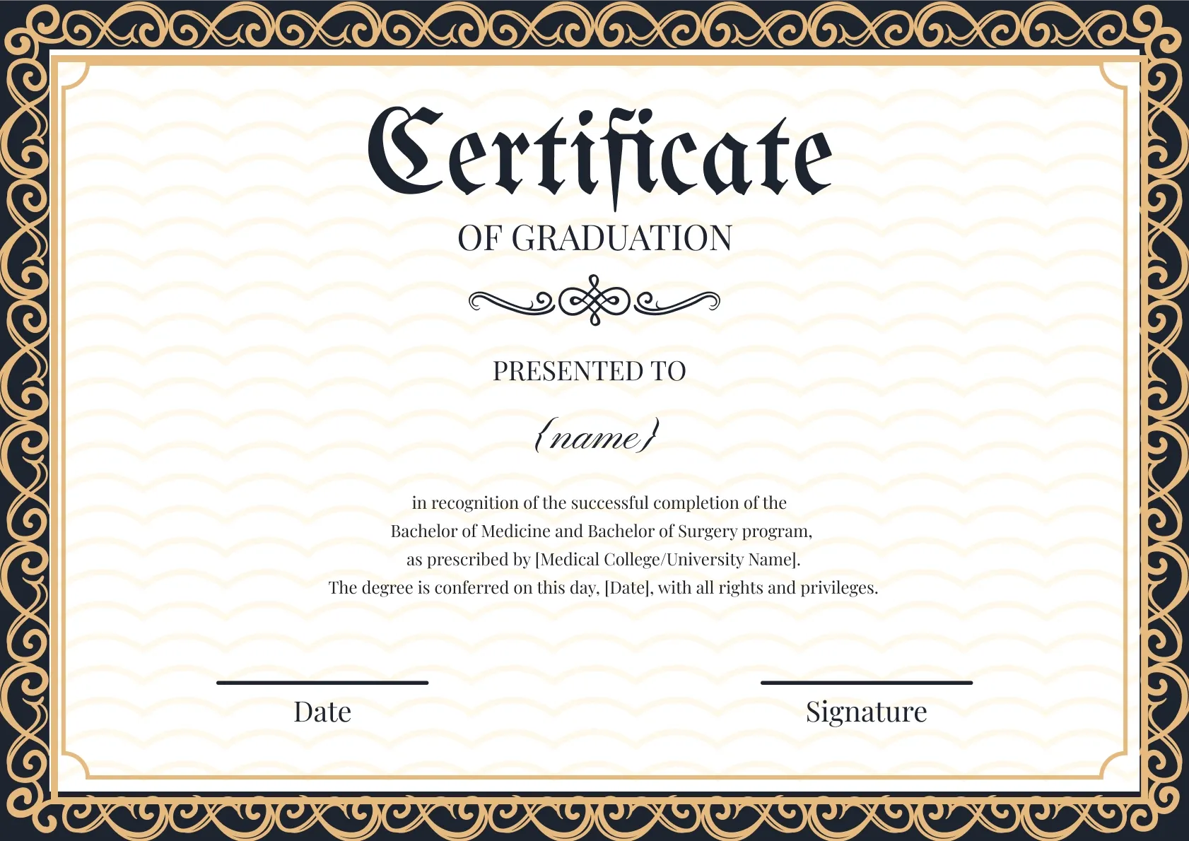 Elegant and sleek certificate of graduation template
