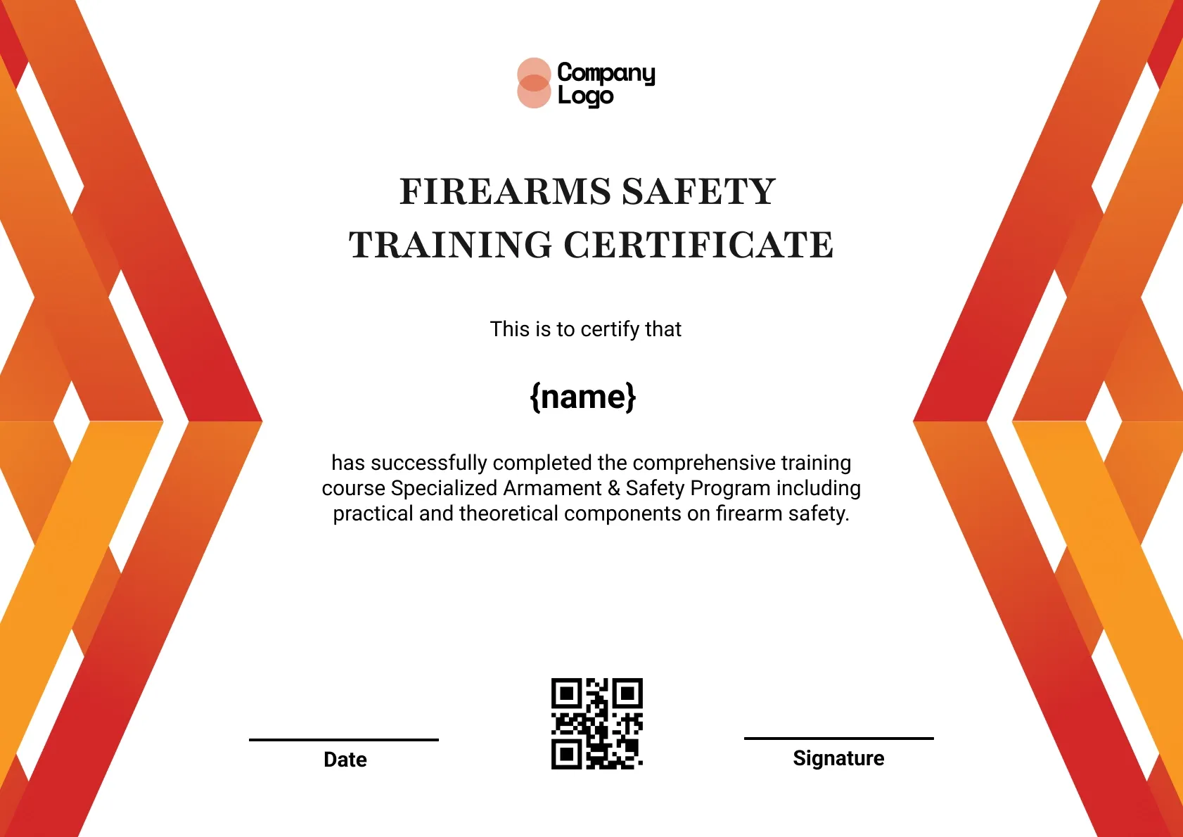 Elite Firearms Competency Certificate Template